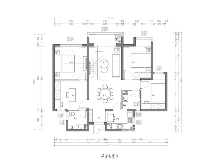 清凉山居 现代轻奢风格装修效果图 112平米 三室一厅/三居室