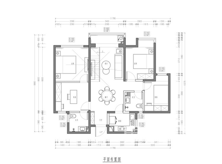 清凉山居112平米平面图 - 现代轻奢装修效果图 - 西安装修设计公司