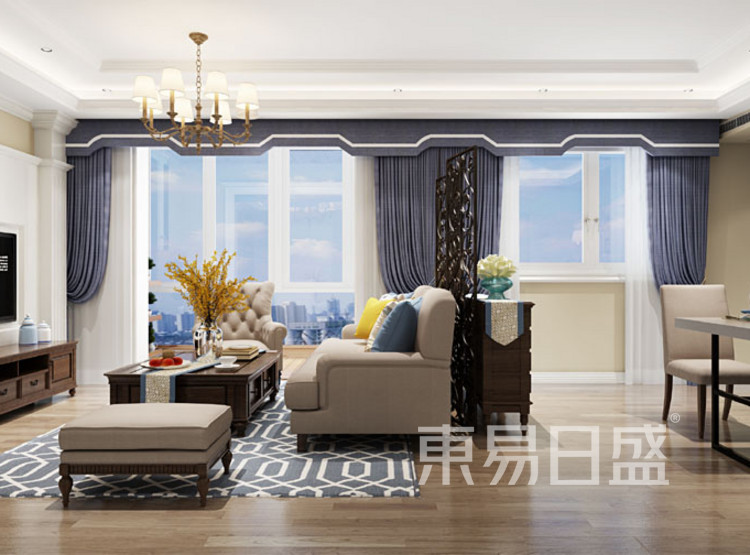 华侨城美式风格客厅装修效果图