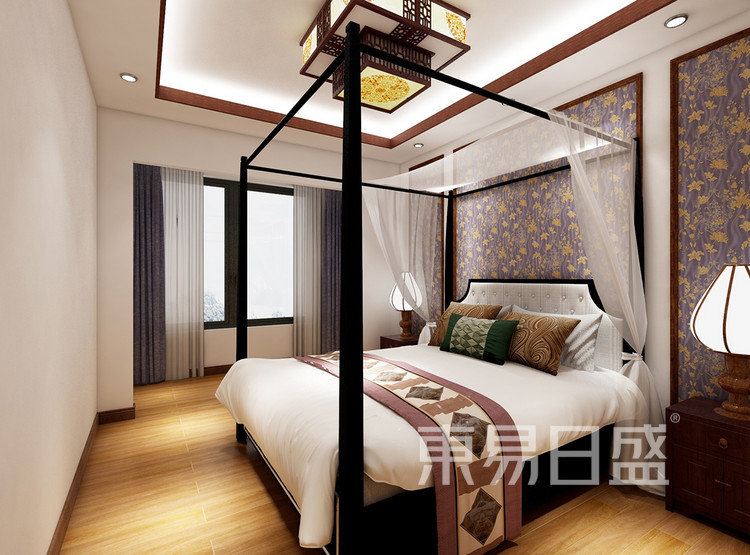新中式风格装修效果图-卧室