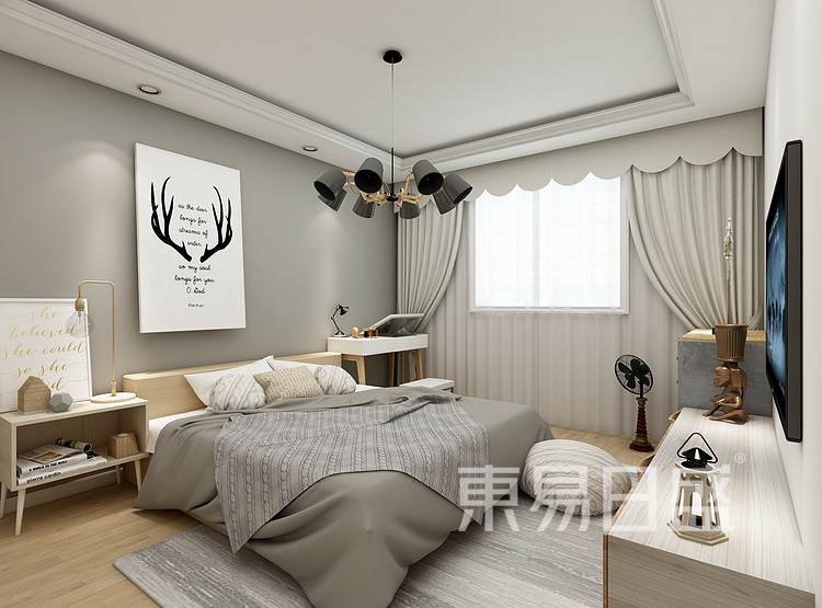 三居室 北欧装修风格 装修效果图 卧室