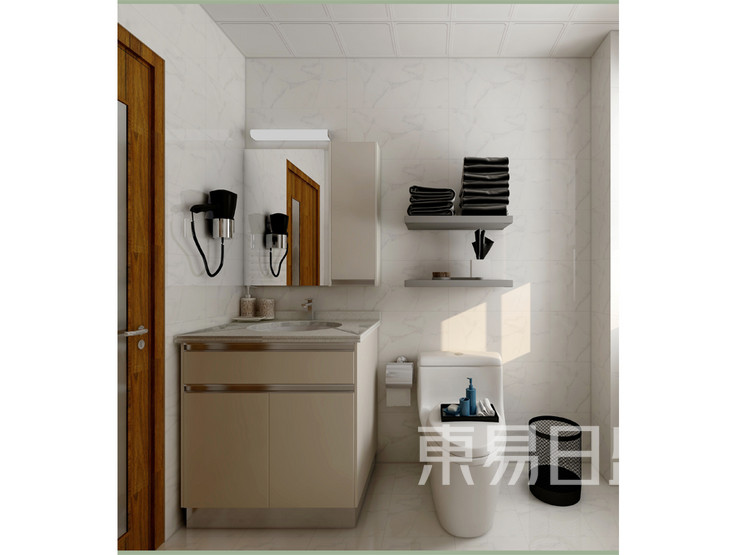 青岛装修公司-新中式设计案例-卫生间装修效果图