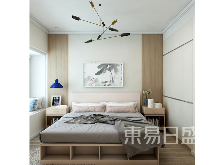 青岛装修公司-新中式设计案例-卧室装修效果图