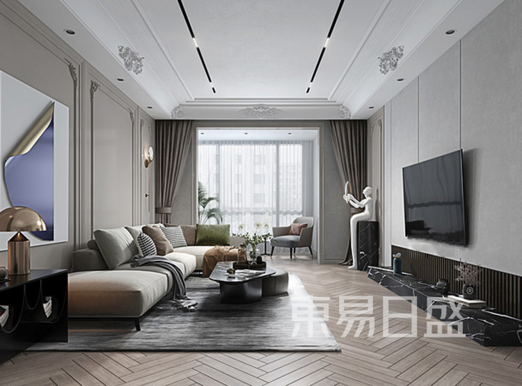 中洲崇安府混搭风格装修效果图——客厅