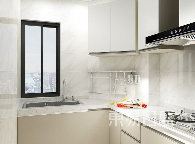 厨房装修效果图-新中式风格-西安装修公司三室二厅装修设计
