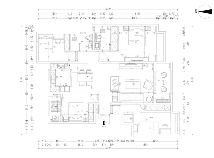 平面图 - 新古典风格装修效果图 - 西安家装公司