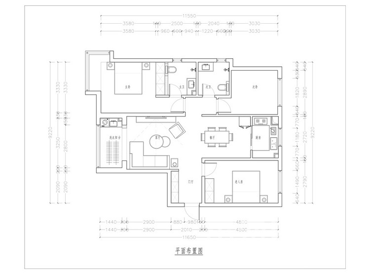 金辉公园里120平米平面图 - 现代简约风格卧室装修效果图 - 西安室内装修公司