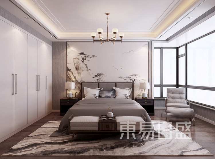 太平洋城中城新中式风格装修案例图——卧室