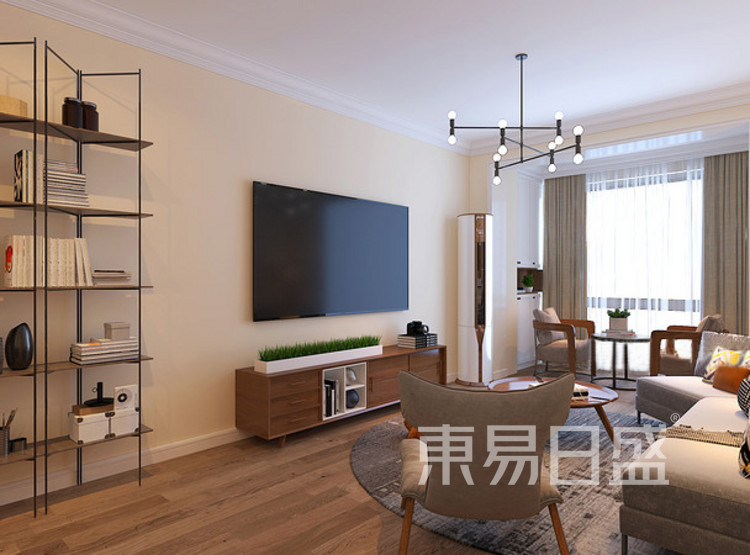 江杨家园89平北欧风二居室装修设计——客厅