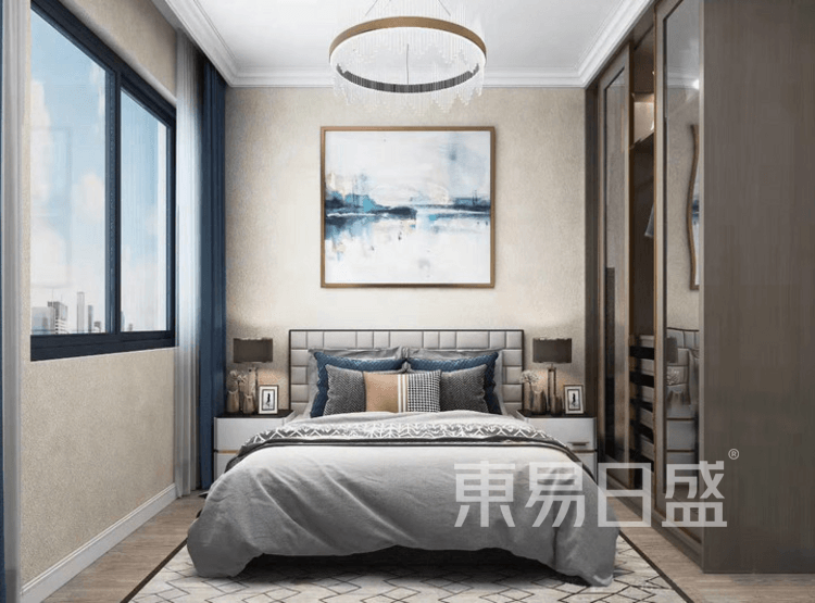 江杨家园95平三居室现代轻奢风装修案例——卧室