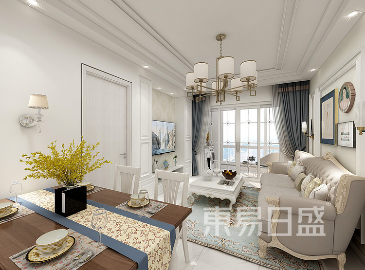 江杨家园80平二居室欧式风格装修案例装修效果图——客厅