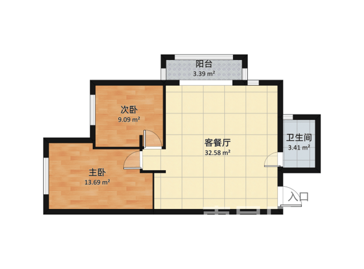 中洲崇安府混搭风格120平装修—户型图