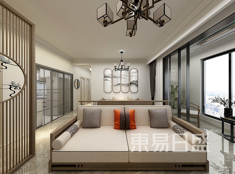 江杨家园100三居室现代轻奢风装修设计案例——客厅