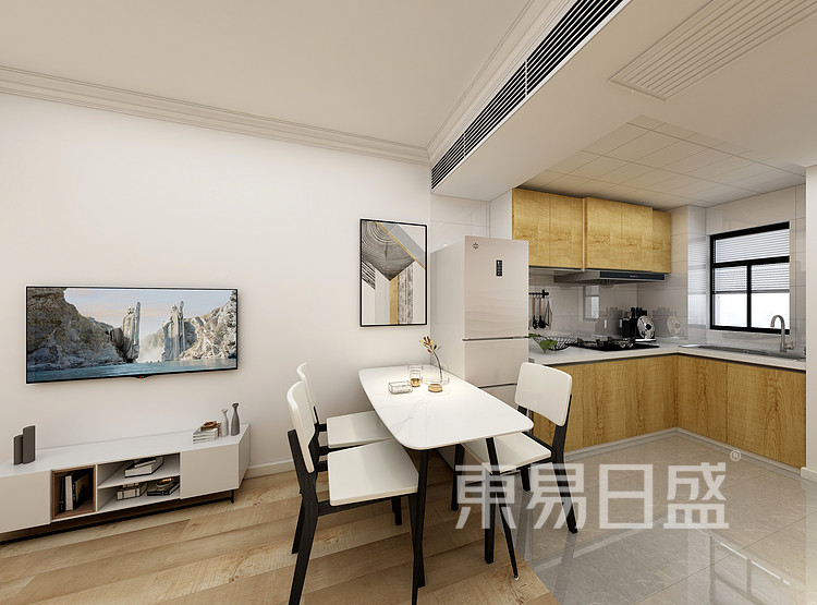 江杨家园90现代风格三居室装修设计案例——餐厅