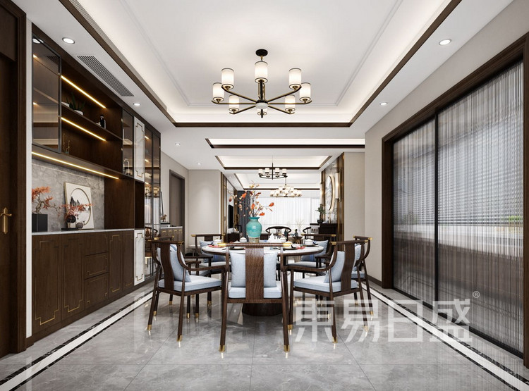 餐厅效果图-新中式风格-白桦林团圆四居室装修