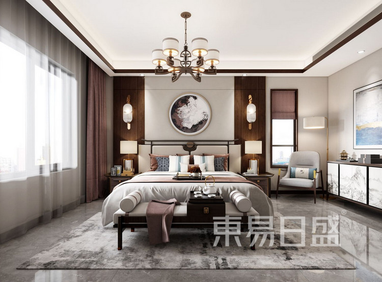 卧室效果图-新中式风格-白桦林团圆四居室装修