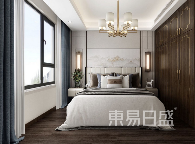 新中式风格-次卧室-保利天悦三室二厅装修设计
