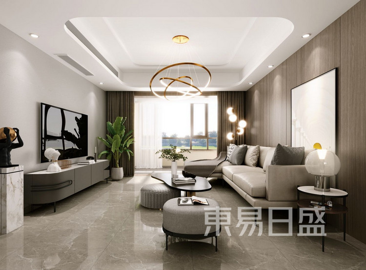 新中式风格效果图-客厅-保利天悦三室二厅创意装修