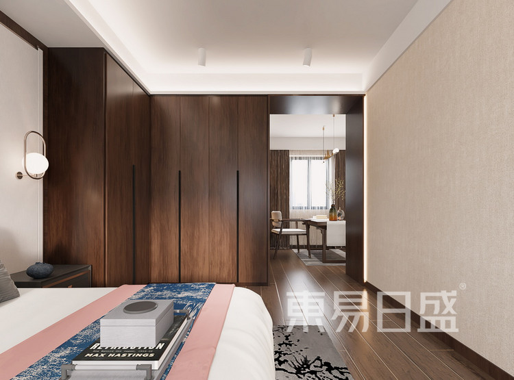 新中式装修风格样板房-平层装修效果图片-主卧室